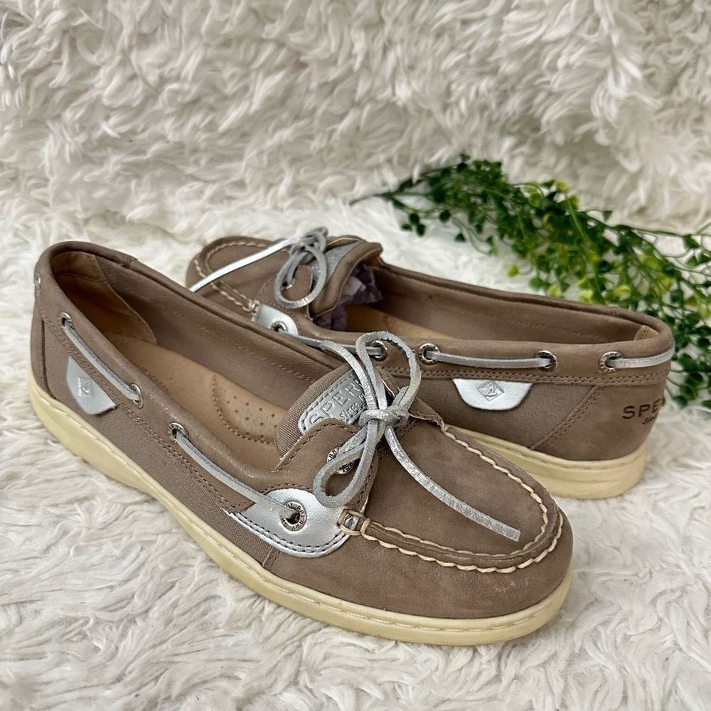 SPERRY Women's Angelfish Boat Shoe Brown Silver Comfort Flats size 8.5 - Picture 2 of 9